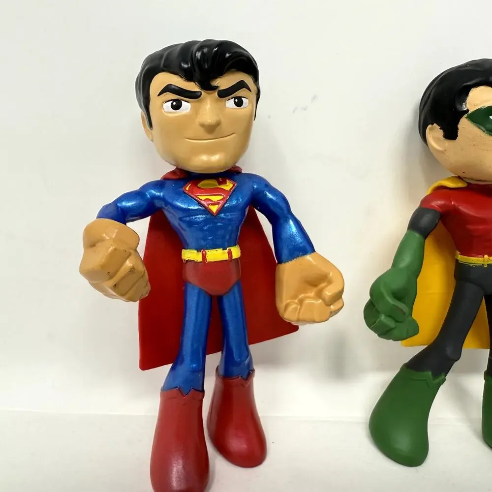 Lot of 3 Mattel DC Comics Batman Robin Superman Action Figures Bendable Toy